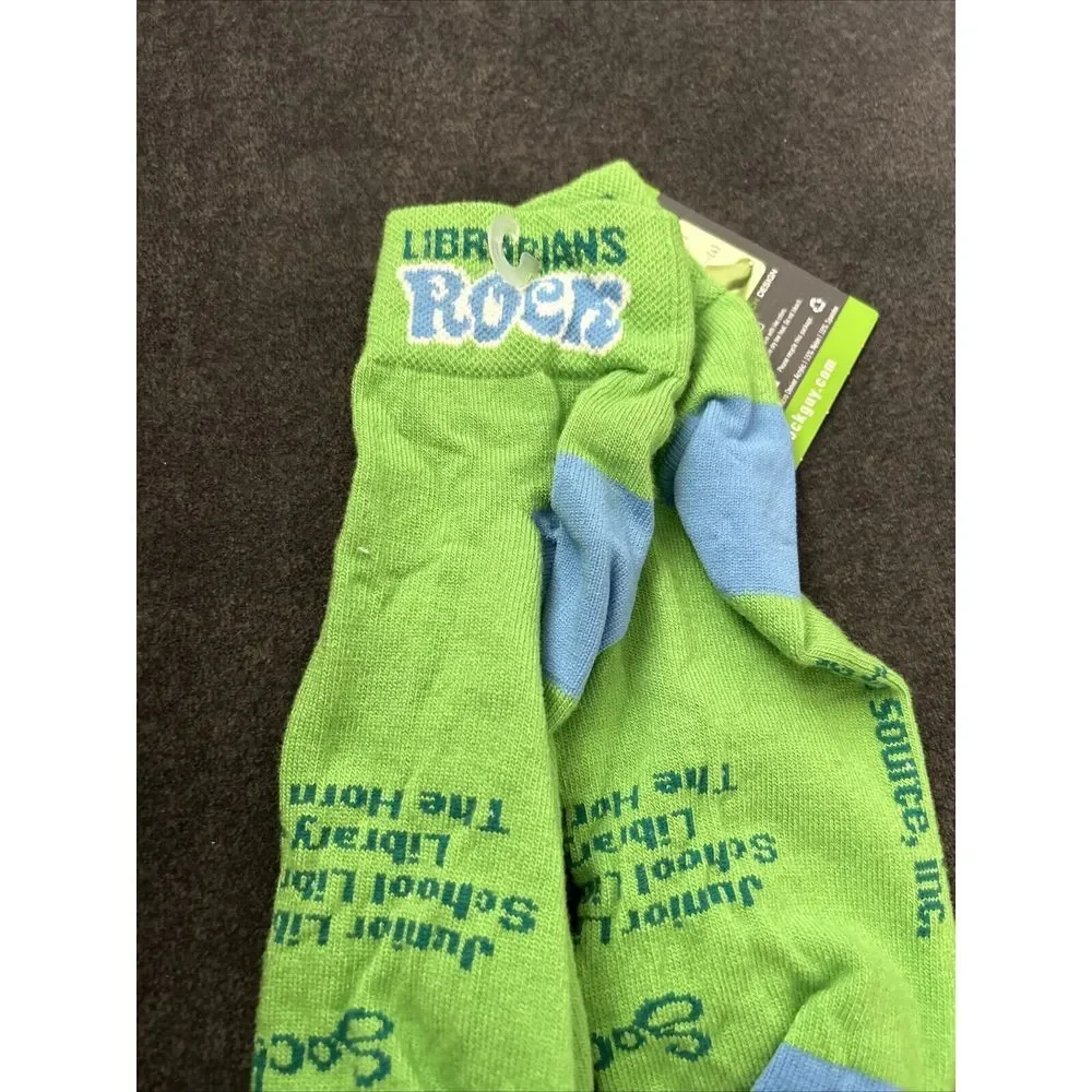 Sock Guy Librarians Rock Socks Unisex One Size Fits Most Green Jr. Library Guild